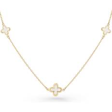 Beaverbrooks 9ct Yellow Gold Mother of Pearl Clover Necklace, 45cm