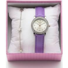 Regal Lila barnklocka och armband i presentask