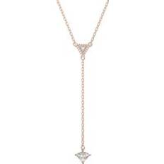 Swarovski Gold Jewellery Swarovski Ortyx Rose Gold Tone Plated White Crystal Triangle Cut Y Necklace