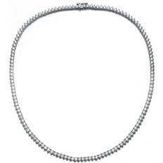 Tennis Necklaces Rachel Glauber Radiate Elegance with Our Round Shaped Prong Set Tennis Necklace - Silver/Diamonds