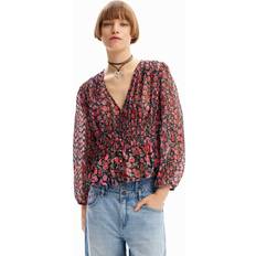 Lang Bluser Desigual Plumeti-Bluse Blumen BLACK BLACK, XS