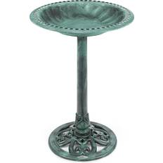 Christow Rustic Bird Bath Green Resin Garden Birdbath