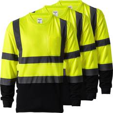 Work Tops ProtectX 3-Pack High Visibility Heavy-duty Long Sleeve Reflective Safety T-Shirt Type R Class2 Green