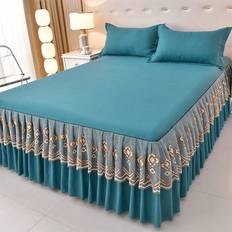 Blue Valance Sheets Shein High Grammage Solid Color Pleated Lace Bed Skirt Valance Sheet Blue