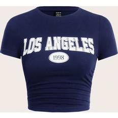 Shein Ladies Short Sleeve T-Shirt With Letter Print - Baby Tee