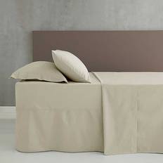Cotton - OEKO-TEX Bed Sheets Catherine Lansfield Easy Iron Percale Double Extra Deep Fitted Cream Bed Sheet Beige, White