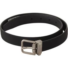 Canvas - Women Belts Dolce & Gabbana Black Canvas Leather Silver Tone Metal Buckle Belt