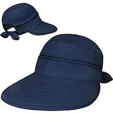 Clothing SUN CUBE Women Sun Hat for Outdoor UV Protection Wide Brim Sun Hat Ponytail Convertible Zip-Off Beach Hat Visor for Golf Gardening Pool Travel Foldable Summer UPF50 Visor Hat Navy