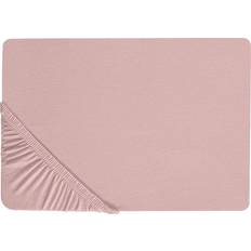 Rose Draps Beliani Drap-housse Bords Élastiques 140 x 200 cm Coton Rose Pour Chambre Style Drap Rose (200x)