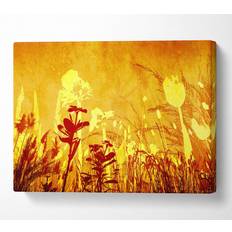 Wallart-Direct Golden Slash Flowers Canvas Print Wall Art