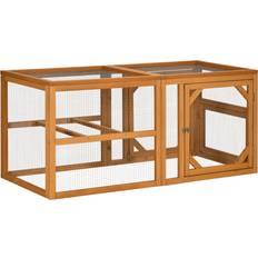 Pawhut Small Animal Coop with Perches Doors D51
