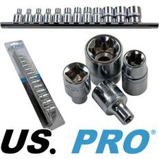 US PRO E TORX SOCKET SET E4 E20 3/8" Drive Torque Star Sockets