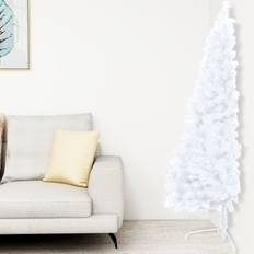 vidaXL Halv Plastgran Med Fot Vit 120 Cm Pvc Julgran