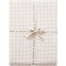 Blå - Faconsyet lagen Lagner Garbo&Friends Gingham Sky Blue Muslin Stræklagen 90x200 x 30 cm Lagen Beige, Blå (200x90cm)