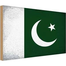 Ikea Holzschild Holzbild 20x30 cm Pakistan Fahne Flagge Naranja