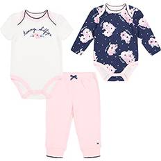 Children's Clothing Tommy Hilfiger Tommy Hilfiger Baby Girls' Pieces Bodysuit Pants Set, Peacoat/Rose Shadow/Snow White, 6-9 Months