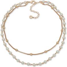 Anne Klein Simulated Pearl Double Row Necklace J78363