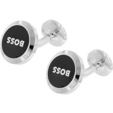 Messing Manchetknapper BOSS Logo Black Enamel Brass Cufflinks - Black