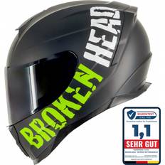 Zwart Motorbrillen Broken Head BeProud Sport Grün Motorradhelm Schwarzes Visier