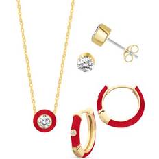 Macy's Jewelry Sets Macy's Crystal Enamel Necklace and Earring Set, 3-Piece Red Enamel