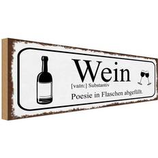 Vianmo Holzschild 27 x 10 cm Wein Poesie