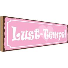 Vianmo Holzschild 27x10 cm - Lust Tempel Herz Rosa