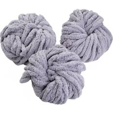 Yarn & Needlework Supplies Scs Direct iDIY Chunky Yarn 3 Pack 24 Yards Each Skein Grey Fluffy Chenille Yarn Perfect for Soft Throw and Baby Blankets, Arm Knitting, Crocheting and DIY Crafts and Projects!