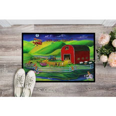 Caroline's Treasures Corgi Barn Dance Indoor Outdoor Mat 24x36 White