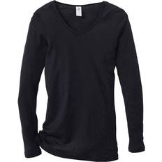 Wolle Blusen ENGEL Natur Damen Longsleeve schwarz