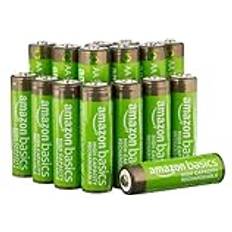 Amazon Basics AA-Batterien mit hoher Kapazität, wiederaufladbar, 2400 mAh, vorgeladen, 16 Stück