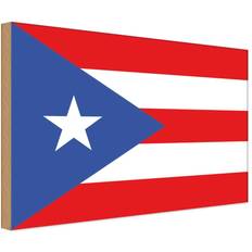 Wanddekoration Vianmo Holzschild Wandschild Puerto Ricos Flag Rico Wanddeko