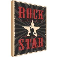 Vianmo Holzschild 30 x 40 cm Rock Star Musik