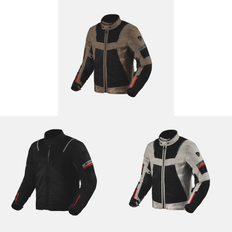 Multicoloured Motorcycle Jackets Rev'it! Tornado 4 H2O Motorcycle Jacket - Beige/Black