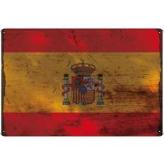 Vianmo Blechschild 30 x 20 cm Flagge Spanien Rost