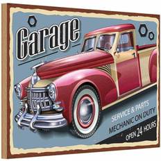 Vianmo Holzschild 20x30 cm Auto Garage Service Parts Open 24 Decorazione Murale