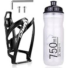 Cykelflaskhållare set, lätt mountainbike flaskhållare med flaskset universal cykel vattenflaska burhållare med 750 ml BPA-fri sport vattenflaska flaska för utomhuscykling