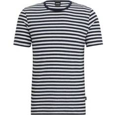 Linen T-shirts HUGO BOSS Men's Tiburt Horizontal Stripe T-shirt - Dark Blue