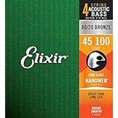 Elixir Saiten 80/20 Bronze-Akustik 4-str. Basssaiten mit NANOWEB Beschichtung, Long Scale, Light .045-.100