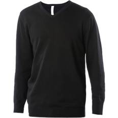 Kariban Mens V-Neck Long Sleeve Jumper Knitwear 2XL Black