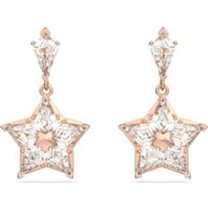 Swarovski Gold Jewellery Swarovski Stella Rose Gold Tone Plated White Crystal Star Drop Earrings