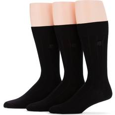 Viscose Socks Perry Ellis Men's 3-Pk. Rayon Ribbed Dress Socks Black