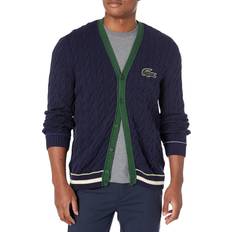 Lacoste XL Cardigans Lacoste Unisex Cable Knit Organic Cotton Cardigan Blue