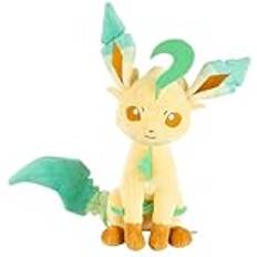 Pokémon Mjukisdjur Pokémon PKW2377 gosedjur Leafeon Folipurba plyschdjur, ny 2022, beige/brun/grön, 20 cm