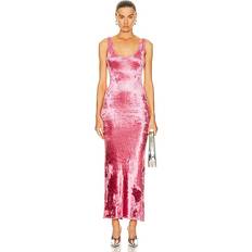 LaPointe High Shine Velvet Scoop Neck Tank Maxi Dress - Pink