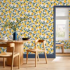Dunelm Sicily Fruits Wallpaper Yellow