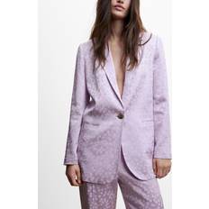 Mango Blazers Mango Women's Satin Printed Blazer Light, Pastel Purple