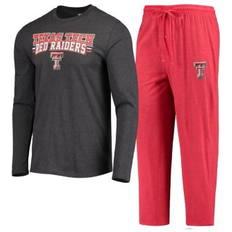 Tops Concepts Sport Men's Red/Heathered Charcoal Texas Tech Red Raiders Meter Long Sleeve T-Shirt & Pants Sleep Set