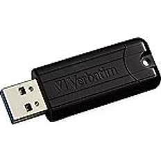 Verbatim PinStripe USB-Stick, 128GB, USB 3.2 Gen 1, USB Speicherstick, externer Speicher für Laptop Notebook Ultrabook TV Autoradio, USB-3, Datenstick mit Schiebemechanismus, schwarz