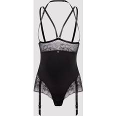 LoveHoney Lovehoney Plus Hourglass Black Smoothing Open-Cup Crotchless Body 1X 2X Black