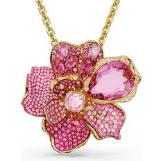 Swarovski Brooches Swarovski Crystal Pave Flower Florere Pendant Necklace And Brooch Pink